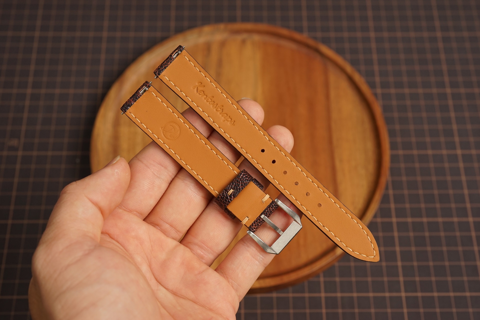 Bespoke Exotic Burgundy Elephant Leather Watch Strap, slim watch strap (2) Bespoke Exotic Burgundy Elephant Leather Watch Strap, slim watch strap