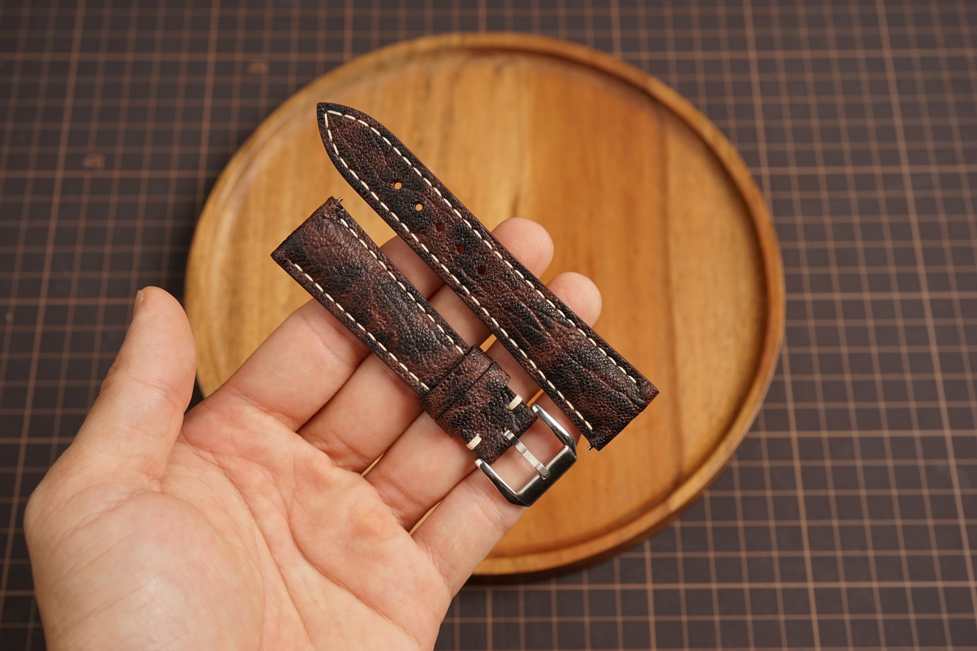 Bespoke Black Burgundy Exotic Leather Watch Strap for Patek Philippe 18mm 19mm 20mm 21mm 22mm (4) Bespoke Black Burgundy Exotic Leather Watch Strap for Patek Philippe 18mm 19mm 20mm 21mm 22mm