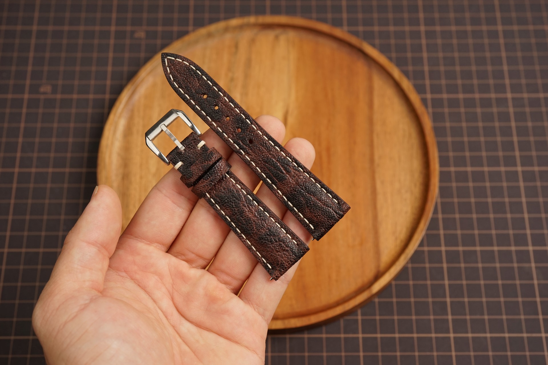 Bespoke Black Burgundy Exotic Leather Watch Strap for Patek Philippe 18mm 19mm 20mm 21mm 22mm (5) Bespoke Black Burgundy Exotic Leather Watch Strap for Patek Philippe 18mm 19mm 20mm 21mm 22mm